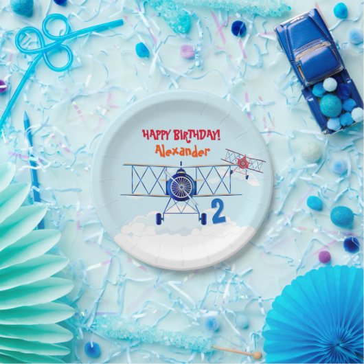 Vintages Flugzeug Aviator Geburtstag Pappteller (Party)
