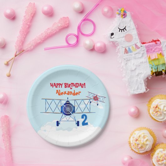 Vintages Flugzeug Aviator Geburtstag Pappteller (Party)