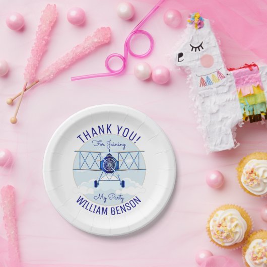 Vintages Flugzeug Aviator Geburtstag Pappteller (Party)