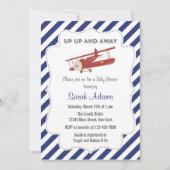 Vintages Flugzeug-Baby-Duschen-Einladungs-Rot und Einladung (Vorderseite)