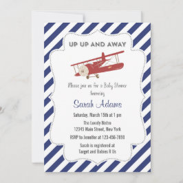 Vintages Flugzeug-Baby-Duschen-Einladungs-Rot und Einladung