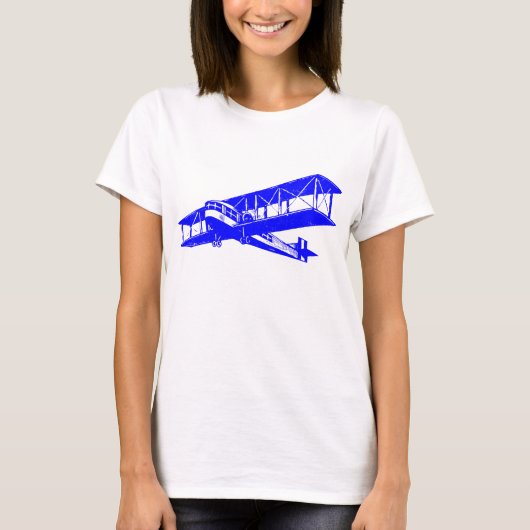 Vintages Flugzeug - Blau T-Shirt (Vorderseite)