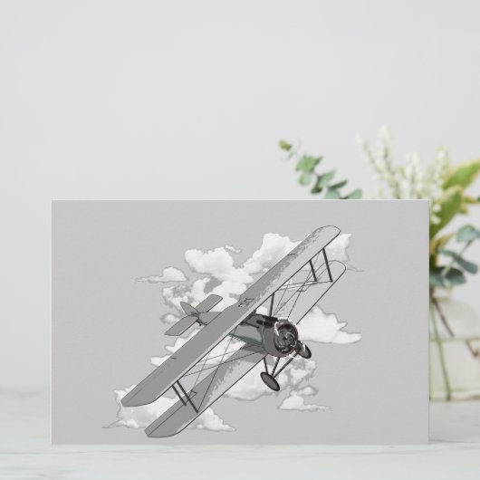 Vintages Flugzeug Briefpapier (Stehend Vorderseite)