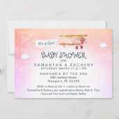 *~* Vintages Flugzeug Clouds Banner Babydusche Einladung (Rückseite)
