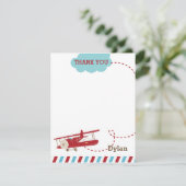 Vintages Flugzeug Dankeschön Karte - Flugzeug Flug (Stehend Vorderseite)
