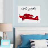 Vintages Flugzeug, das Foil Text Print Poster Zeic (In Situ (Schlafzimmer))