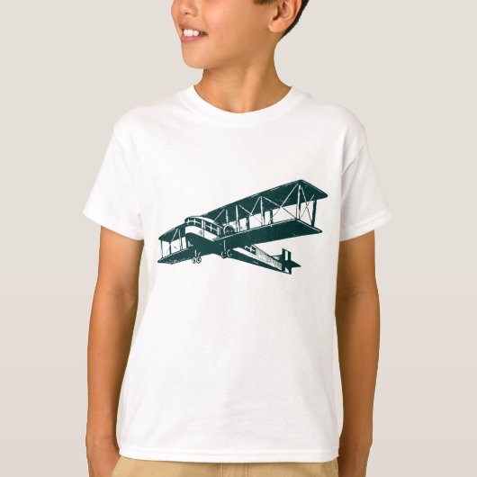 Vintages Flugzeug - Dunkelgrün T-Shirt (Vorderseite)