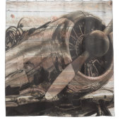 Vintages Flugzeug Duschvorhang (Vorderseite)