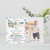 Vintages Flugzeug Einladung zum ersten Geburtstag (Stehend Vorderseite)