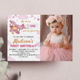 Vintages Flugzeug Einladung zum ersten Geburtstag