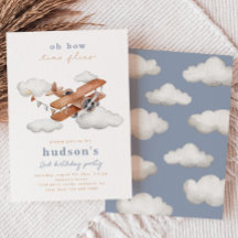 Vintages Flugzeug Einladung zum Geburtstag | Flugz