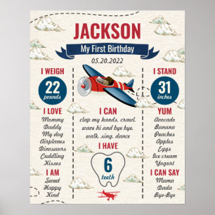 Vintages Flugzeug - Erste Geburtstagsfeier Poster