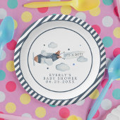 Vintages Flugzeug Es ist eine Kinderdusche Pappteller