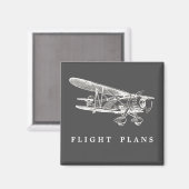 Vintages Flugzeug, Flugpläne Magnet (Vorderseite/Rückseite)