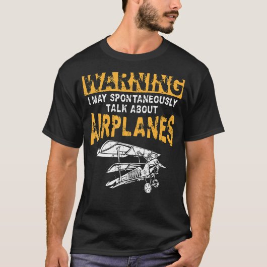 Vintages Flugzeug-Flugzeug-Warnhinweis T-Shirt (Vorderseite)