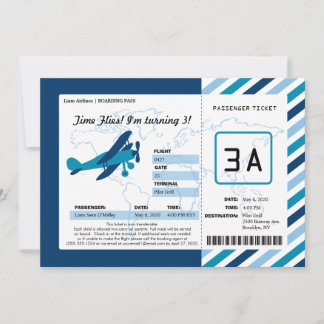 Vintages Flugzeug Geburtstag Boarding Ticket Einladung
