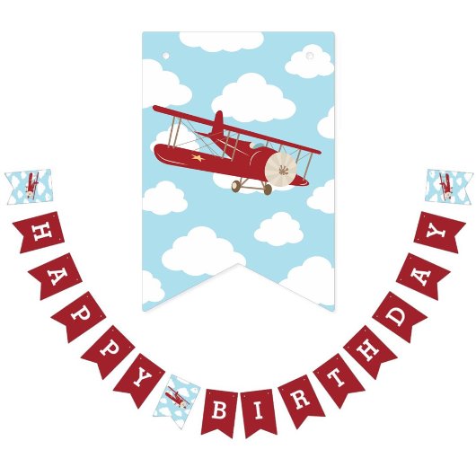 Vintages Flugzeug Geburtstag Jagdfahnen Banner Rot