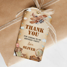 Vintages Flugzeug Geburtstag Vielen Dank Tag Geschenkanhänger