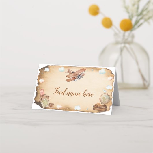 Vintages Flugzeug - Geburtstagsfeier Platzkarte (Rückseite)