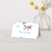 Vintages Flugzeug - Geburtstagsfeier Platzkarte (Rückseite)