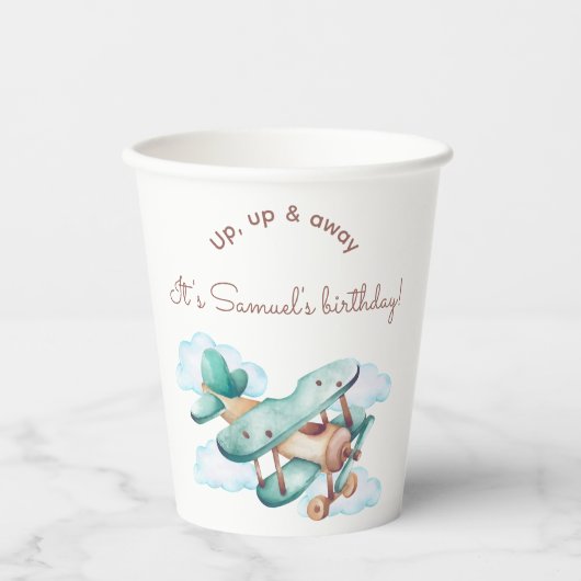 Vintages Flugzeug Geburtstagspartei Napkins Pappbecher (Vorderseite)