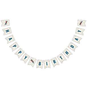 Vintages Flugzeug Happy Birthday Bunting Fahnen Wimpelkette