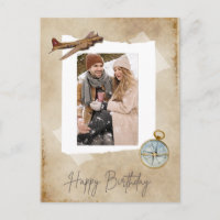 Vintages Flugzeug & Kompass mit Foto.Aviation