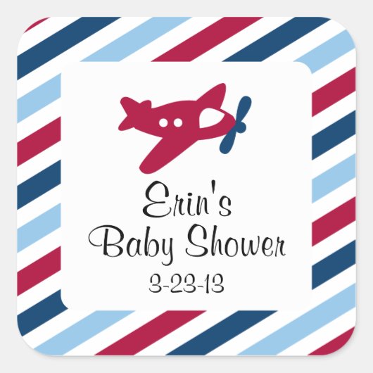 Vintages Flugzeug Luftpost Quadratischer Aufkleber (Vorderseite)