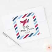 Vintages Flugzeug Luftpost Quadratischer Aufkleber (Umschlag)