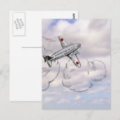 Vintages Flugzeug | Luftverkehr Zeichnend Wolken Postkarte (Vorne/Hinten)