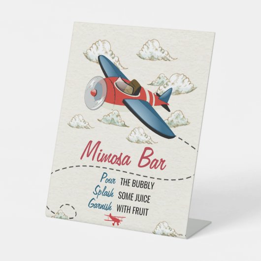 Vintages Flugzeug Mimosa Bar Drinks Party Zeichen Sockelschild (Vorderseite)