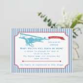 Vintages Flugzeug mit Sonderlieferung Einladung (Stehend Vorderseite)