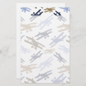 Vintages Flugzeug Muster Blau braun Briefpapier (Vorne/Hinten)