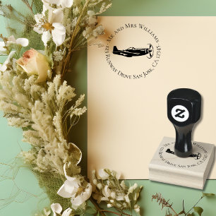 Vintages Flugzeug P-51 Mustang Military Aviation Gummistempel