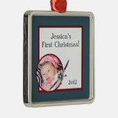 Vintages Flugzeug-personalisierte Silbernes Ornament (Rechts)