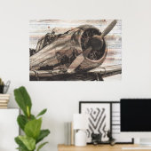 Vintages Flugzeug Poster (Heimbüro)