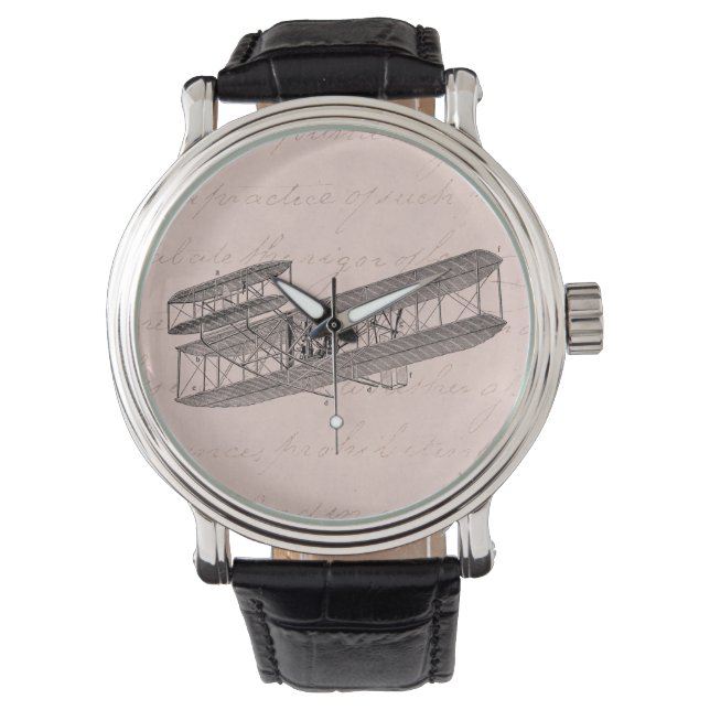 Vintages Flugzeug rückwärts Alt-Biplane-Flugzeug r Armbanduhr (Vorderseite)