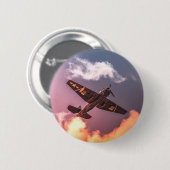 Vintages Flugzeug Schöner Himmel Button (Vorne & Hinten)
