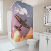 Vintages Flugzeug Schöner Himmel Duschvorhang (Beispiel)