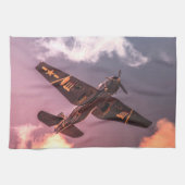Vintages Flugzeug Schöner Himmel Geschirrtuch (Horizontal)