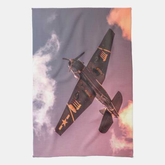 Vintages Flugzeug Schöner Himmel Geschirrtuch (Vertikal)