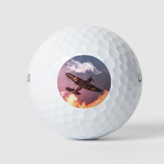 Vintages Flugzeug Schöner Himmel Golfball (Vorderseite)