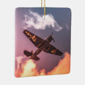 Vintages Flugzeug Schöner Himmel Keramikornament (Rechts)