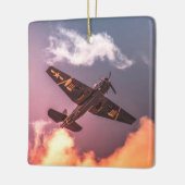 Vintages Flugzeug Schöner Himmel Keramikornament (Links)