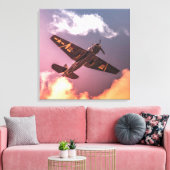 Vintages Flugzeug Schöner Himmel Leinwanddruck (Insitu (Wohnzimmer))