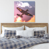 Vintages Flugzeug Schöner Himmel Leinwanddruck (Insitu (Schlafzimmer))