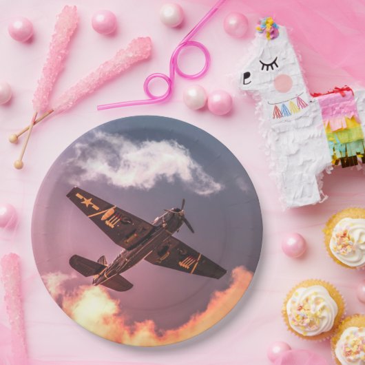 Vintages Flugzeug Schöner Himmel Pappteller (Party)