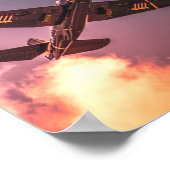 Vintages Flugzeug Schöner Himmel Poster (Ecke)