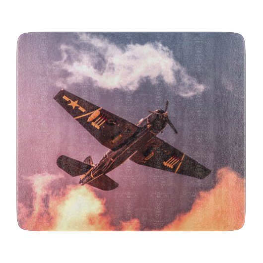 Vintages Flugzeug Schöner Himmel Schneidebrett (Vorderseite)