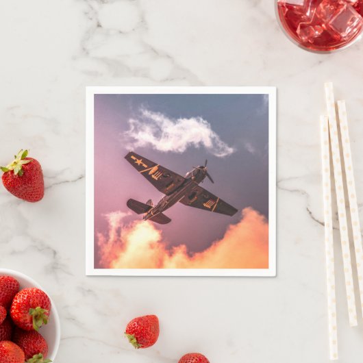 Vintages Flugzeug Schöner Himmel Serviette (Beispiel)